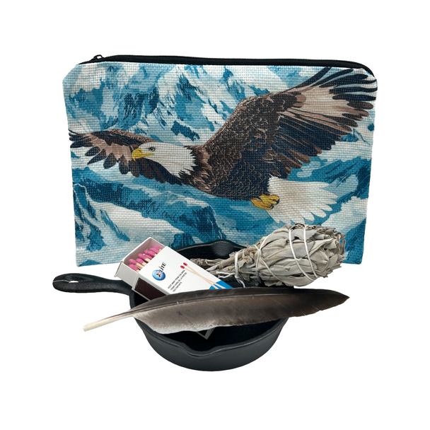 Mini Cast Iron Smudge Kit With Pouch