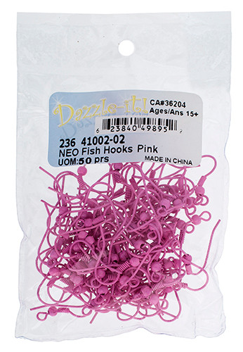Fish Hooks Neo Pink - 50prs