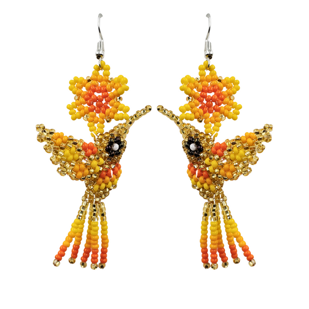 Earrings Flower & Hummingbird