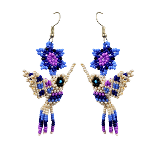 Earrings Flower & Hummingbird
