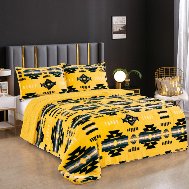 Silk Touch Blanket Queen 3pc Black Neon Collection