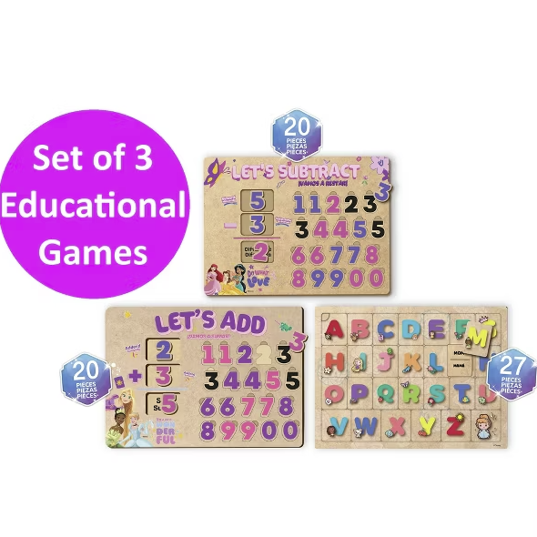 Disney Princess Set 3 Educational Games Wooden