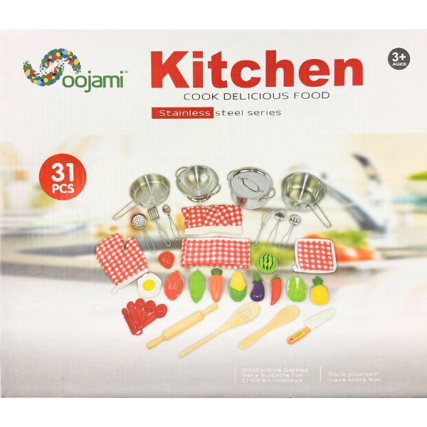 Kitchen Cook Delicious Food Play Set Stainless Steel