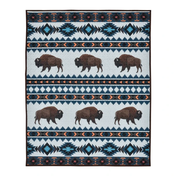 Quilt Throw 50X60 Bison & Blue