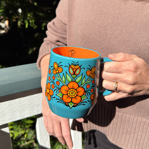 Big Ceramic Mug (20oz) "Prairie Beadwork" Justine Proulx
