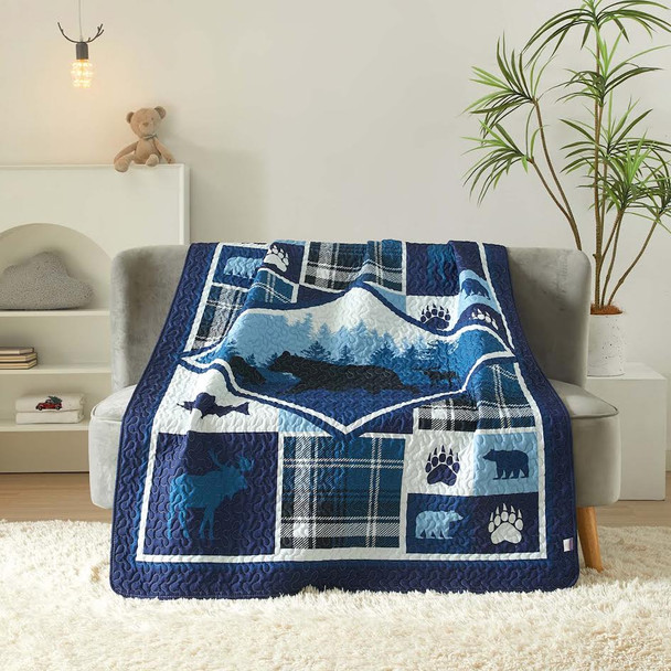 Quilt Throw Wilderness Retreat Blue