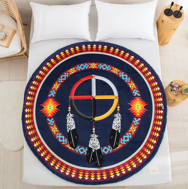 Sherpa Throw  60" Round Medicine Wheel