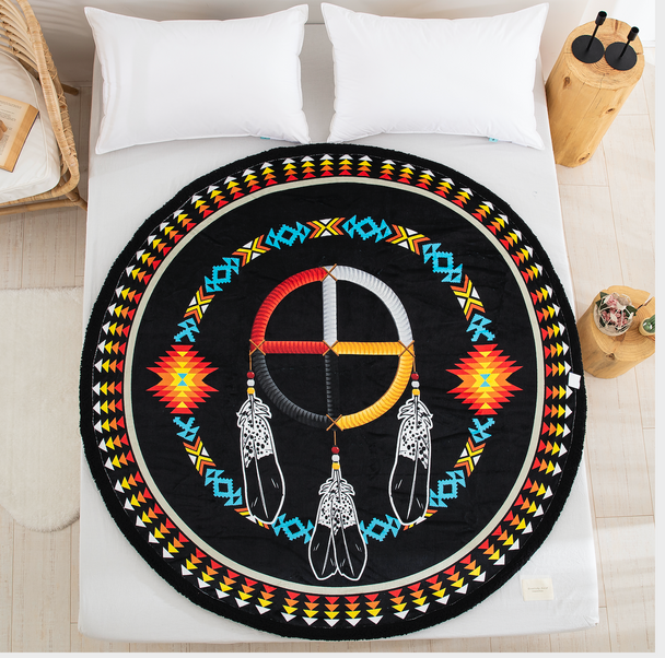 Sherpa Throw  60" Round Medicine Wheel