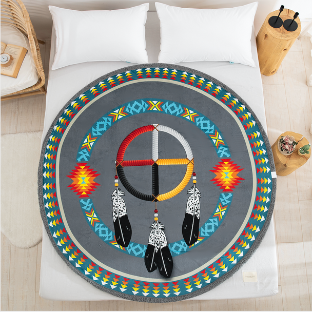 Sherpa Throw  60" Round Medicine Wheel