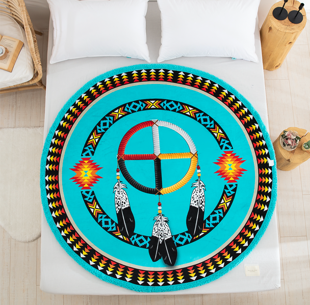 Sherpa Throw  60" Round Medicine Wheel