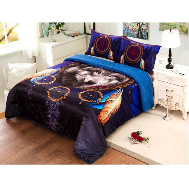 Sherpa Blanket Queen 3pc Dreamcatcher Collection