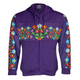 Ladies Hoodie Zip-up Floral Gathering - Purple