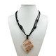 Statement Necklace Black String Beads & Diamond Shell