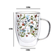 Glass Mug Floral Enchantment Double Wall 11oz