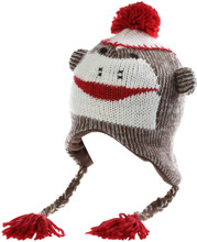 Hat Childs Sock Monkey W Flap