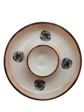 Ceramic Chip Dip Round Design Bear Fishing
