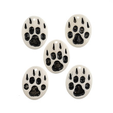 Pendant Bone Wolf Paw Burnt White 5pcs 1.25" Ivory