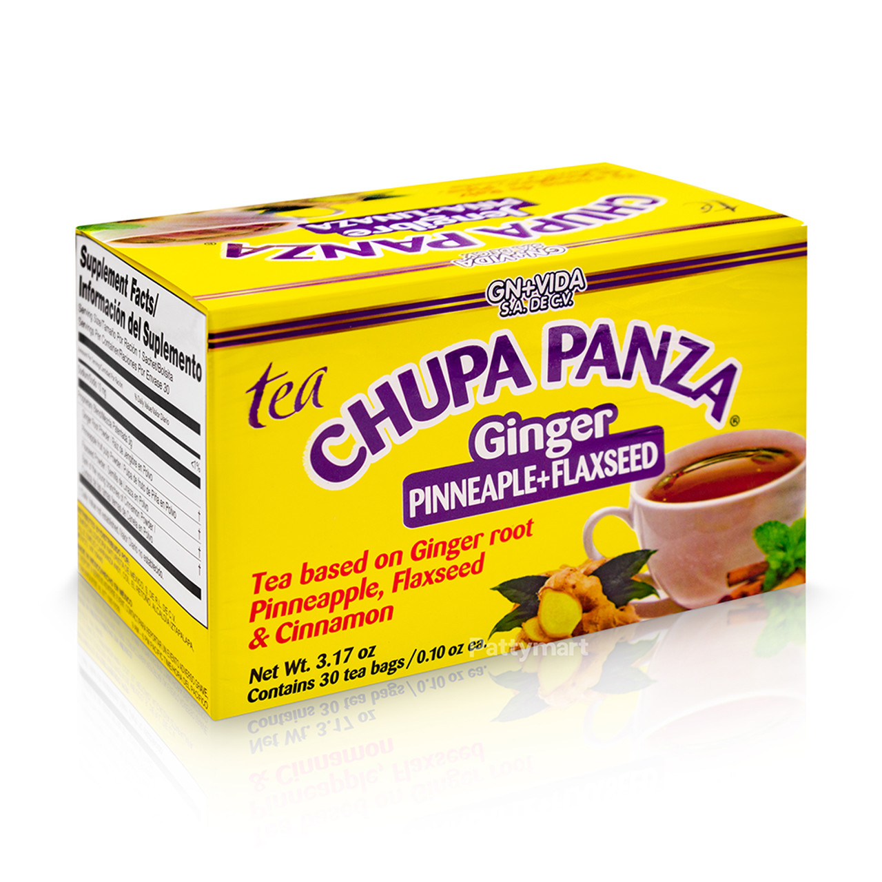 TEA CHUPA PANZA Jengibre, Pina, Linaza Te Ginger, Cinnamon Pineapple 30 Day  USA 7502217904728