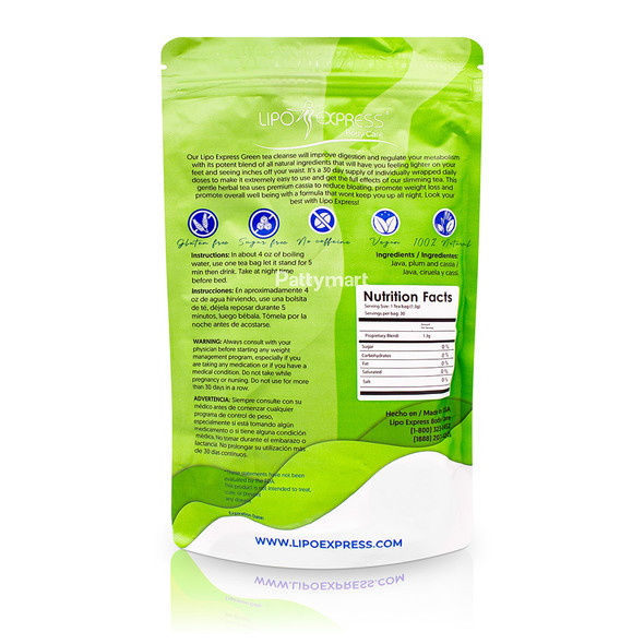 4 Pack // Lipo Express - Té de Hierbas Naturales (30 Bags)