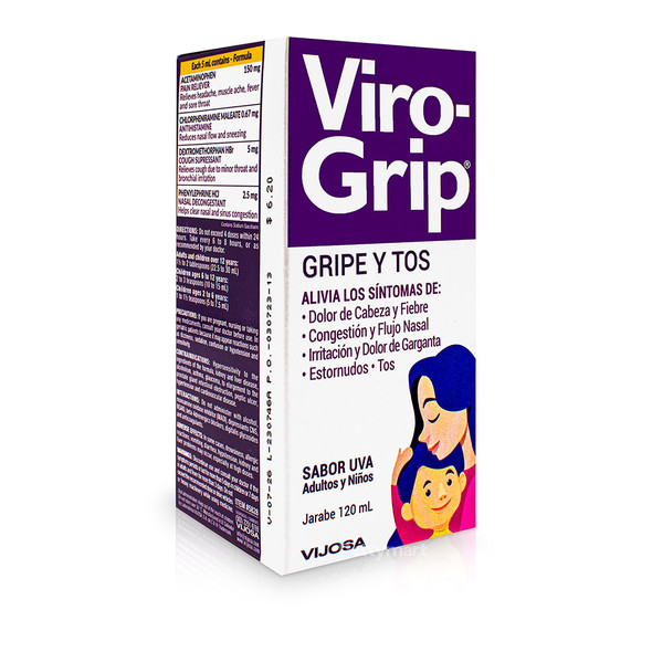 Virogrip- Cold & Cough Syrup/ Jarabe para la gripe y tos x 120 ml