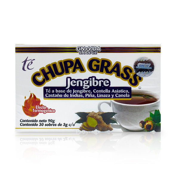 Tea Chupa Grass x 30 sobres Te a base de Jengibre, Castano Indias, Piña, Linaza y Canela