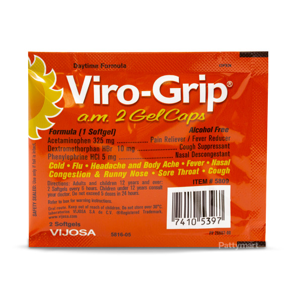 Virogrip A.M. 24 pouches with 2 gel caps_Instructions1