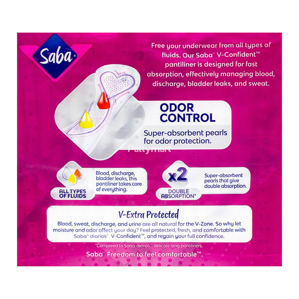 Saba - Protectores Diarios V-Confident Long / V-Confident Long Daily Liners (40 Liners)