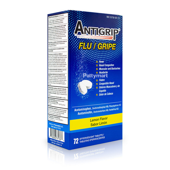 Antigrip - Tabletas Efervescentes Flu Gripe Sabor Limón / Effervescent Flu Relief Lemon Tablets (72 Tabs)