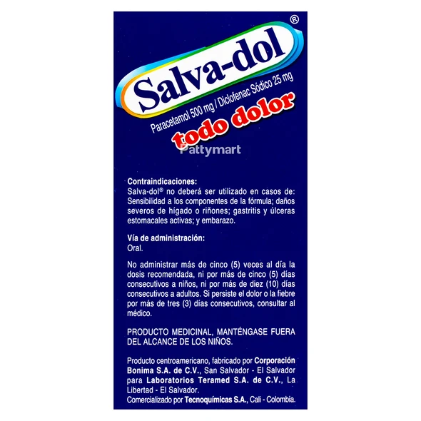 Salva-dol – Todo Dolor Tablets – Pain Relief Tablets – 50 Tabs