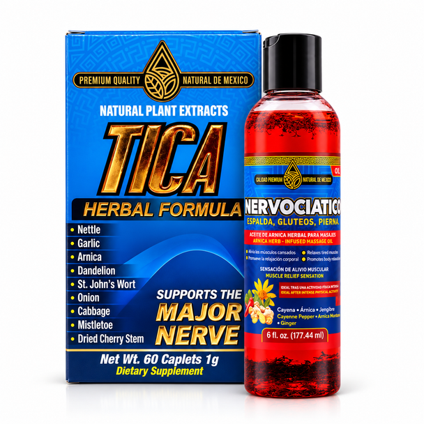 Set // 1  Aceite Ciatica Extra Fuerte 6 Oz + 1 Ciatica Nervio Plus X 60 Caps