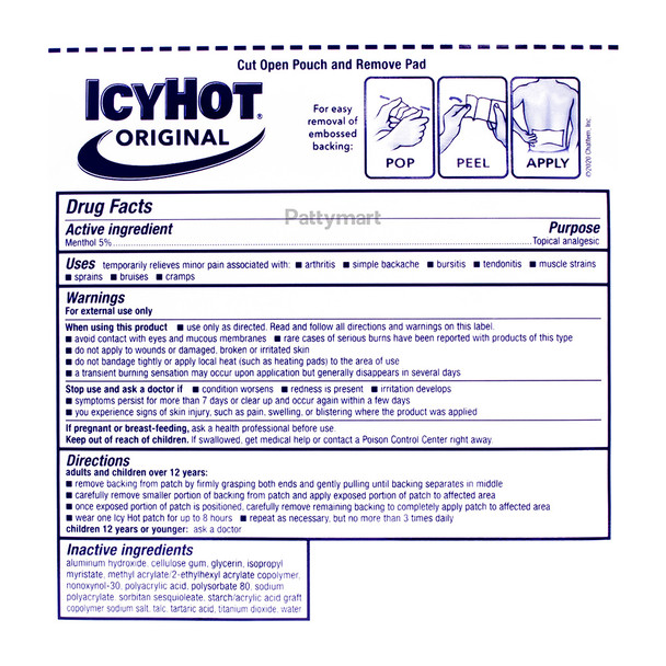 IcyHot - Parche Térmico Analgésico / Pain Relieving Patch (5 Parches)