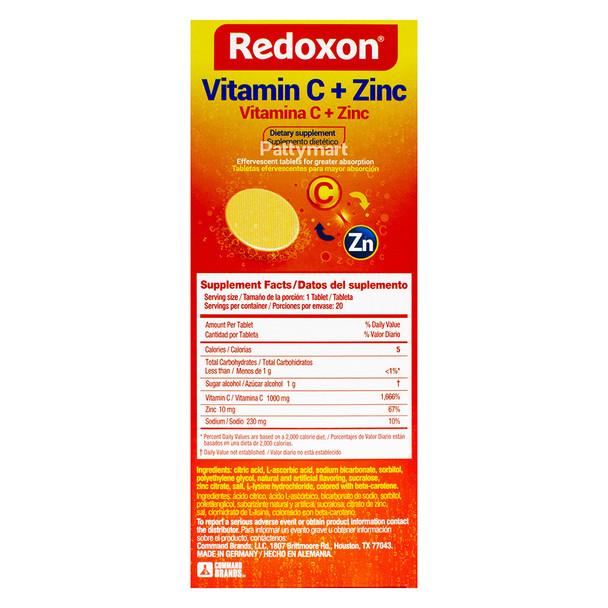 Redoxon - Vitamina C Efervescente / Vitamin C Effervescent Tablets (20 Tabs - 2.82 Oz)