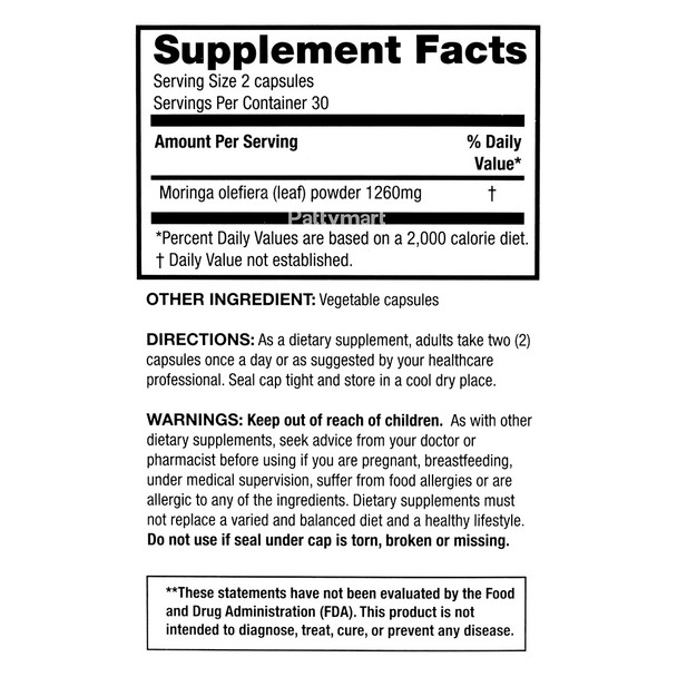 Salutari - Cápsulas de Moringa / Moringa Capsules (60 Caps)