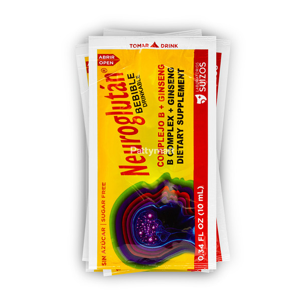 Neuroglután – Complejo B12 + Ginseng – B Complex Drinkable Supplement – 12 Pouches