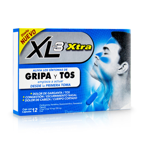 XL-3 Xtra- Flu and Cough/ Gripe y Tos x 12