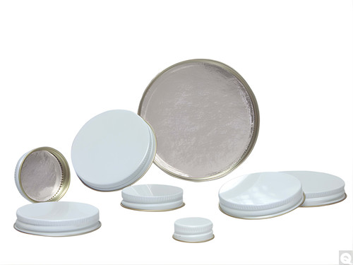 48-400 WHITE TINPLATE RIBBED CAPS PULP & ALUMINUM FOIL CS(CAP-06651)