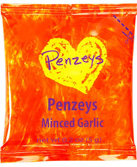 3.5MIL PENZEYS MINCED GARLIC PRINTED FILM(325614)