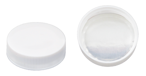 38-400 WHITE PP - POLYPROPYLENE RIBBED CAPS PRESSURE SENSITIVE PRINTED 3000 CS(330472)