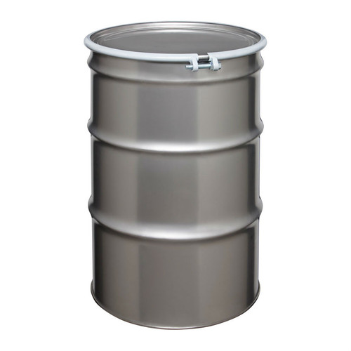 55 GAL SILVER STAINLESS STEEL DRUM - OPEN HEAD EA(KA576)