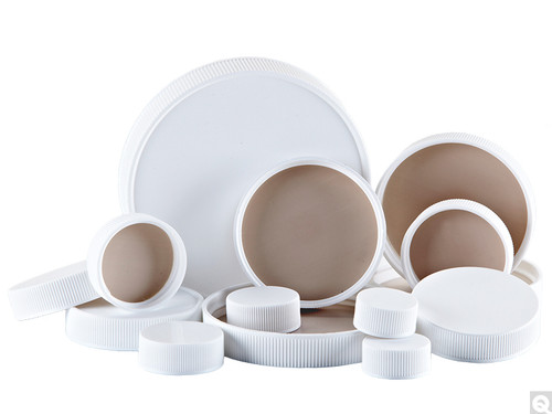 22-400 WHITE PP - POLYPROPYLENE RIBBED CAPS F217/PTFE 500 CS(272191)