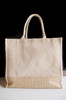 Jute Blend Tote with Ivory Trim 15" x 13"