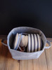 Gray Recycled Canvas Storage Basket, Wholesale Cotton Storage Baskets. Excellent as art storage baskets. 