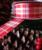 Red & White Plaid Wired Ribbon with Metallic Accents (2 sizes)