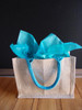 Jute Blend Tote w/Photo Pocket 10" x 8" x 5" Blue Handles