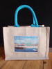 Jute Blend Tote w/Photo Pocket 10" x 8" x 5" Blue Handles