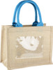 Jute Blend Tote w/Photo Pocket 10" x 8" x 5" Blue Handles