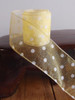 Yellow Sheer Ribbon with Fuzzy White Dots Wired