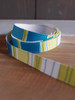 Lime-Teal-White Vertical Stripes Grosgrain Ribbon