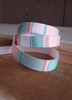 Pink-White-Light Blue Vertical Stripes Grosgrain Ribbon