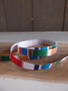 Green-Brown-Red-Blue-White Vertical Stripes Grosgrain Ribbon